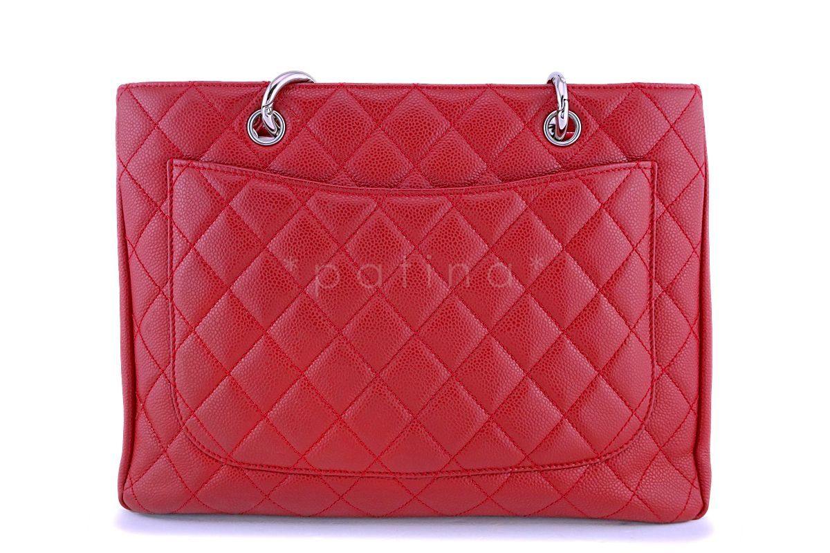 Chanel Red Caviar Timeless Classic Grand Shopper Tote GST Bag SHW - Image 5