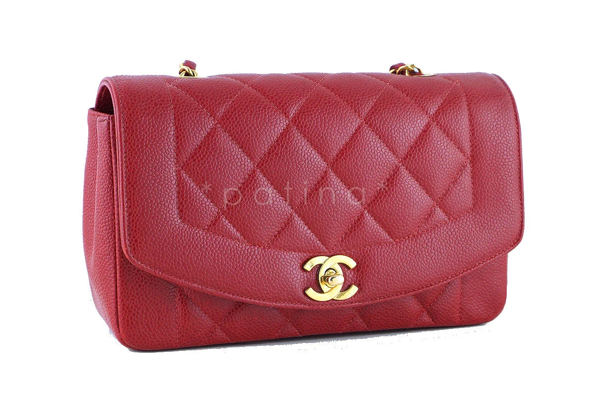 Chanel Red Caviar Vintage Quilted Classic "Diana" Flap Bag - Image 3