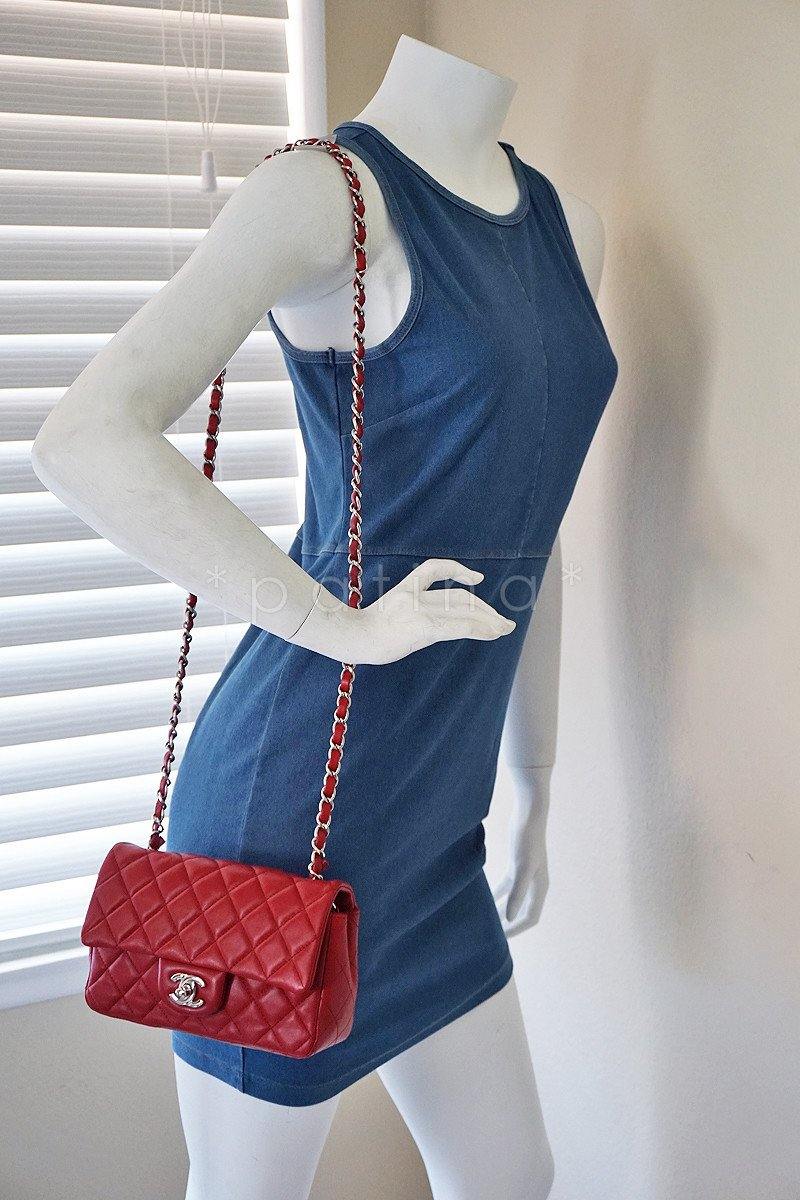 Chanel Red Classic Quilted Rectangular Mini 2.55 Flap Bag - Image 13