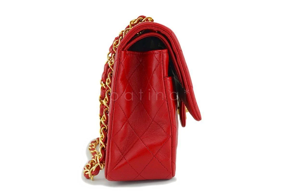 Chanel Red Lambskin Medium Classic Double Flap Bag 24k GHW - Image 4