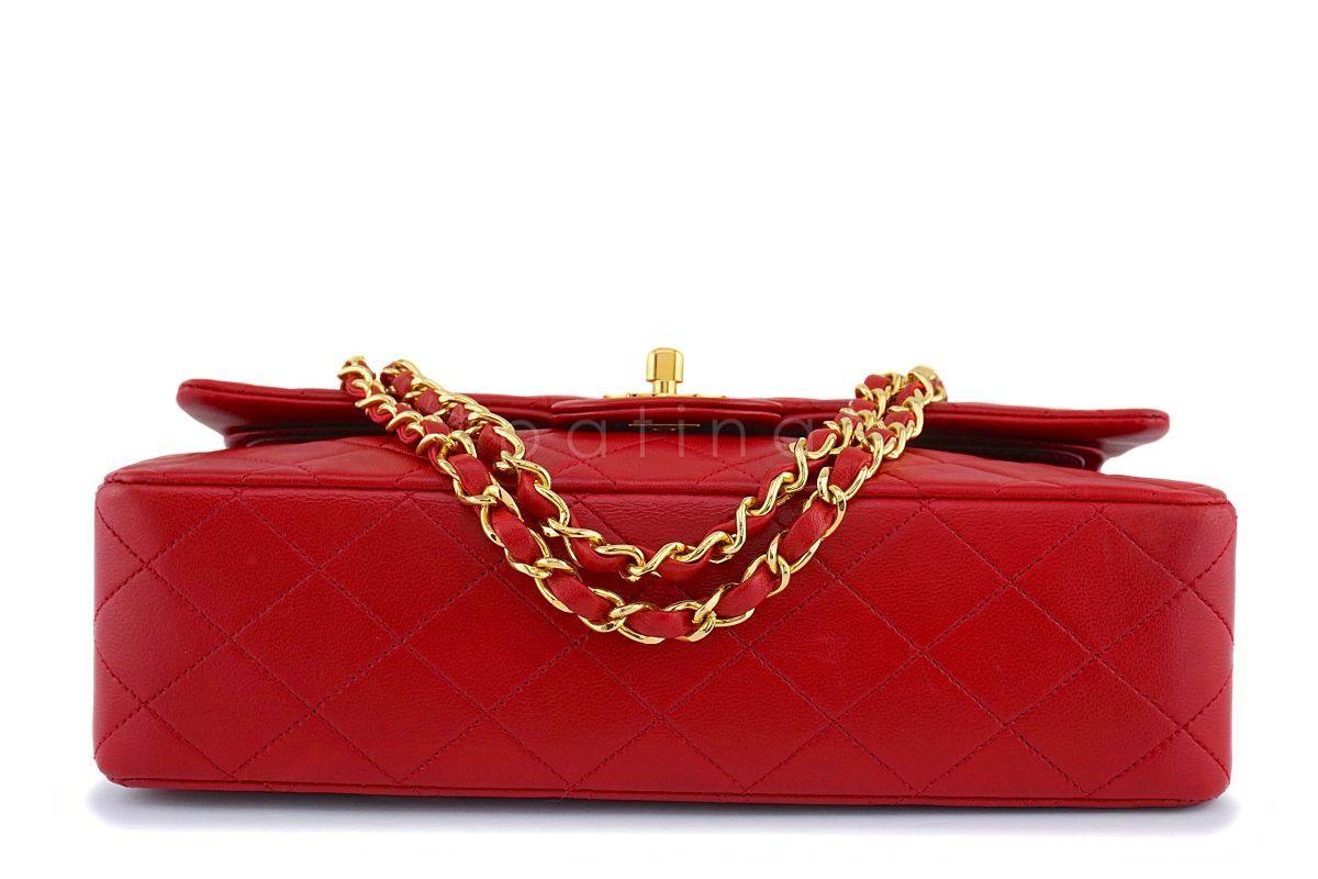 Chanel Red Lambskin Medium Classic Double Flap Bag 24k GHW - Image 6