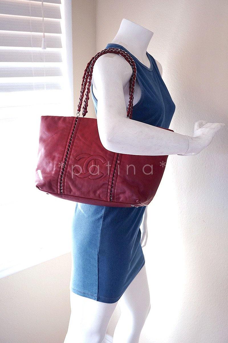 Chanel Red Large Luxury Ligne Soft Calfskin Tote Bag - Image 12