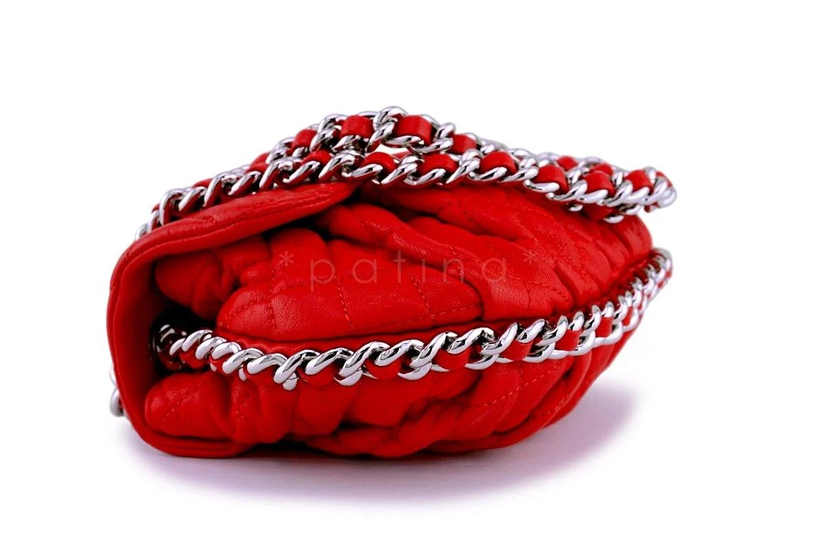 Chanel Red Mini Chain Around Crossbody Flap Bag SHW - Image 7