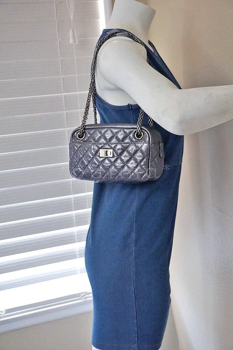 Chanel Silver Classic 2.55 Reissue Camera Case Bag - Image 11