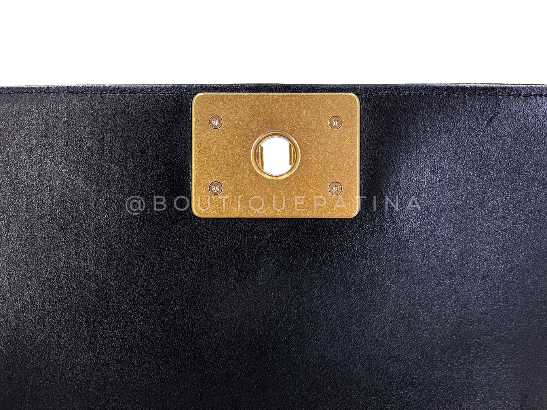 Chanel Small Boy Flap Bag Black Velvet Emerald-Cut Crystal Clasp GHW UGC - Image 11