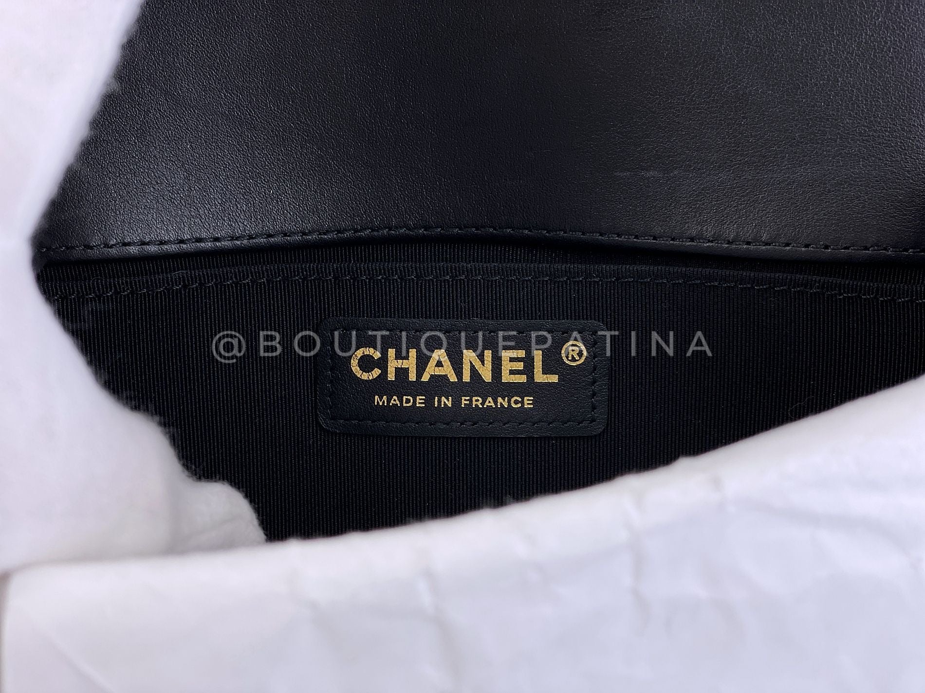 Chanel Small Boy Flap Bag Black Velvet Emerald-Cut Crystal Clasp GHW UGC - Image 13