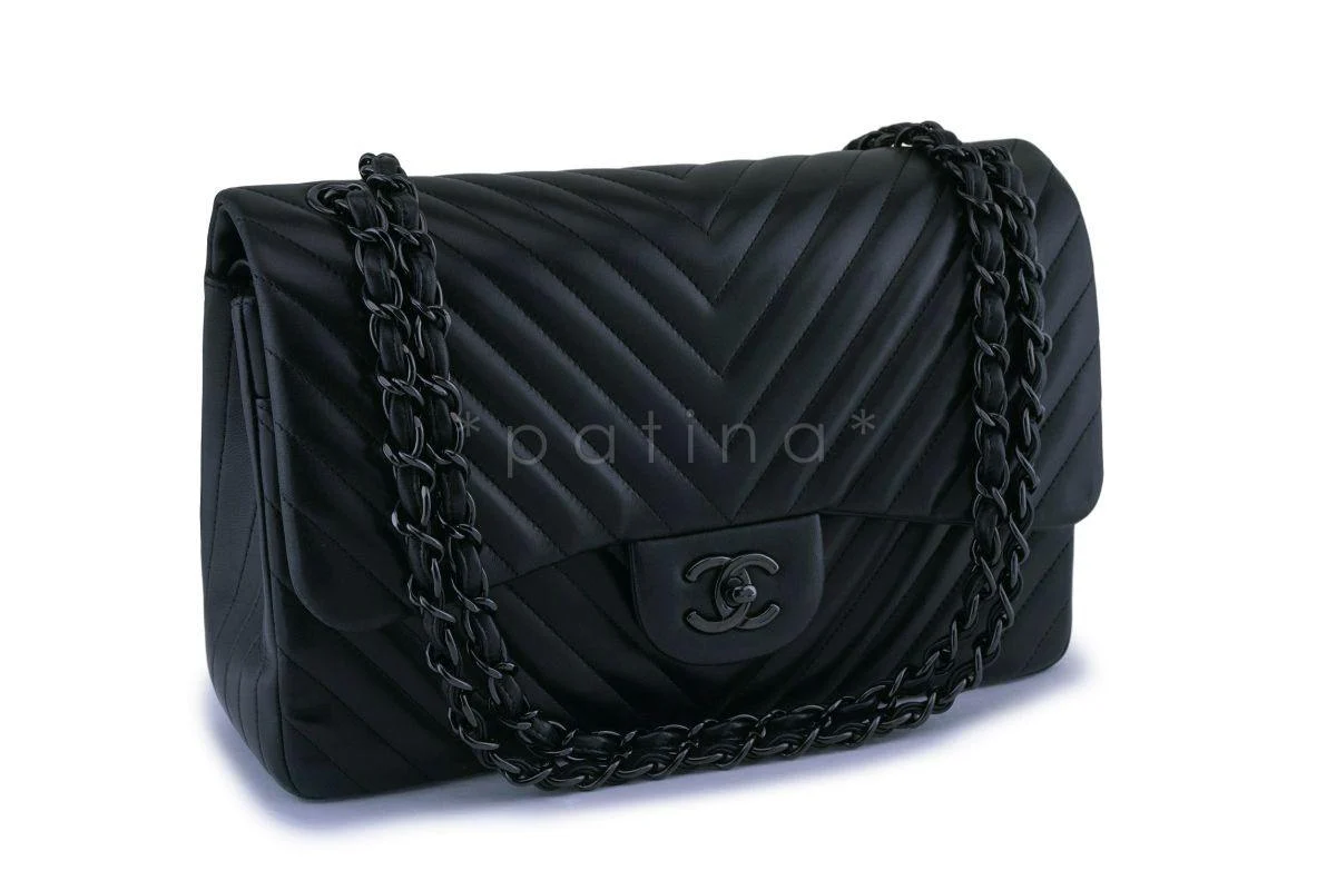 Chanel So Black Lambskin Jumbo Classic Double Flap Bag - Image 2