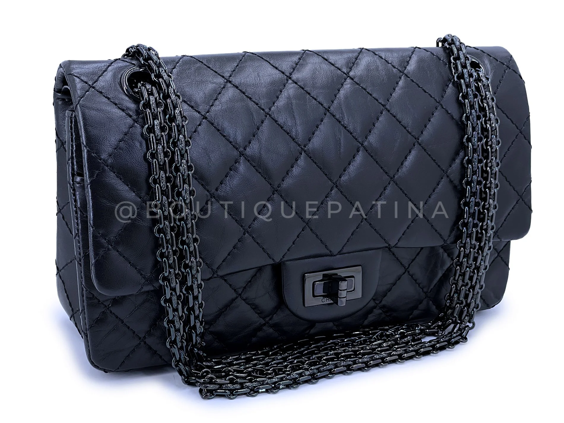 Chanel So Black Reissue Black Medium 2.55 225 Flap Bag U2T - Image 2