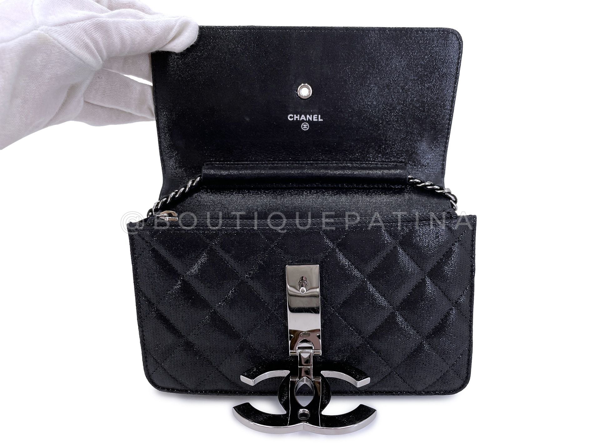 Chanel Strass Crystal WOC Wallet on Chain Flap BAg 11A CC Logo RHW XZL - Image 11