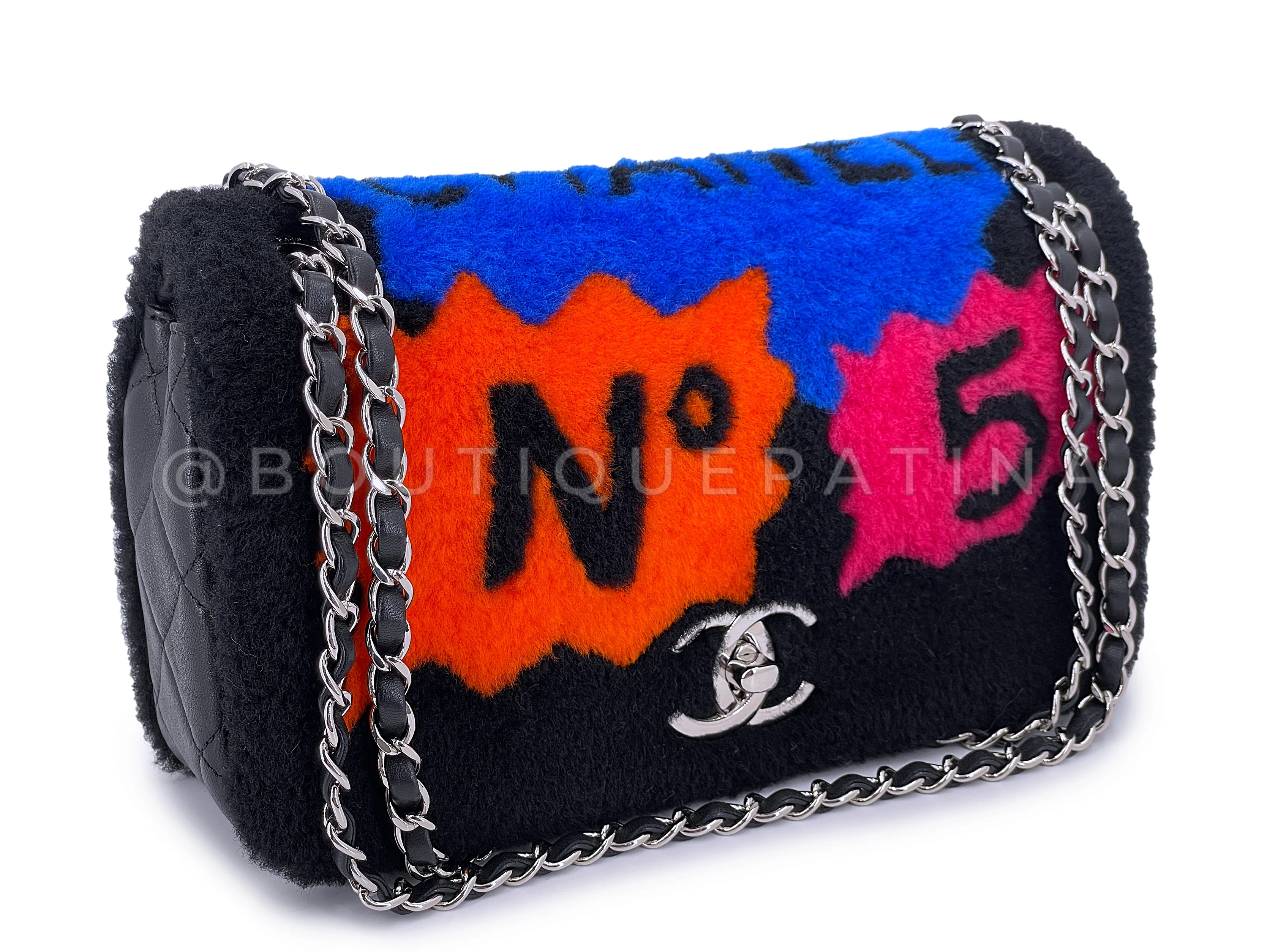 Chanel 2014 Supermarket Comic Black Multicolor Shearling Flap Bag - Image 3