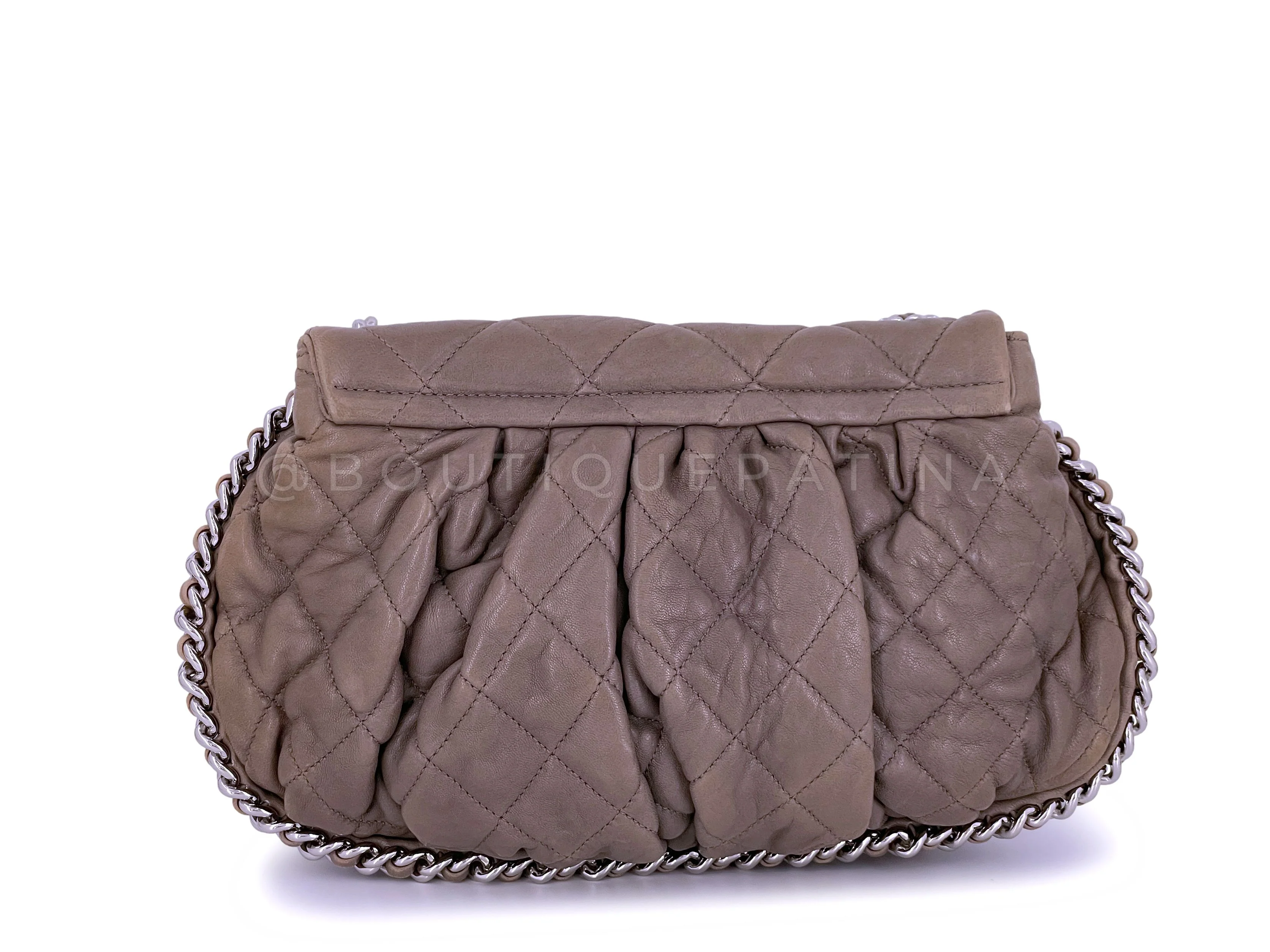 Chanel Taupe Gray-Beige Chain Around Crossbody Flap Bag SHW - Image 5