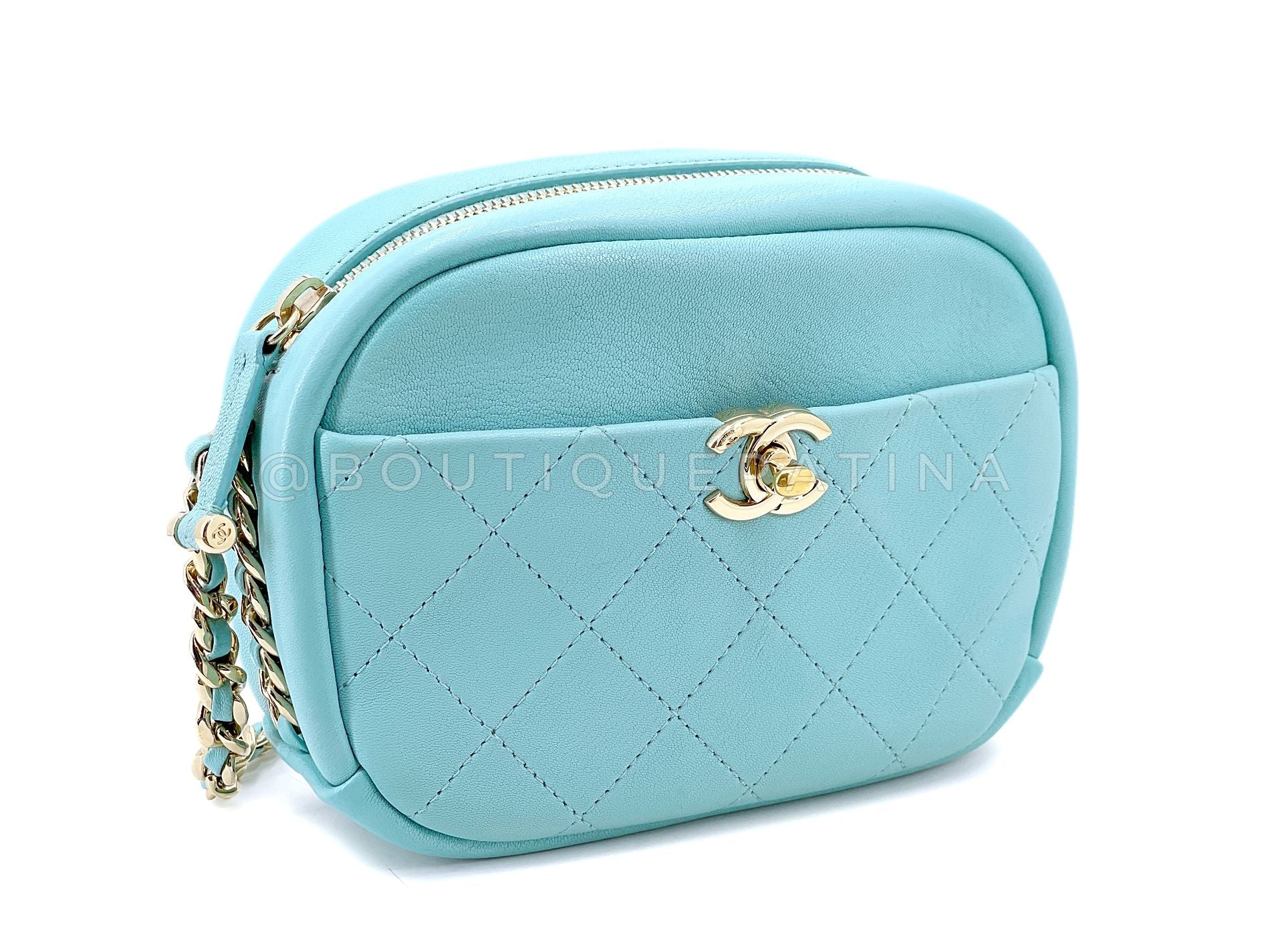 Chanel Tiffany Blue Light Teal Goatskin Camera Bag GHW FI1 - Image 3