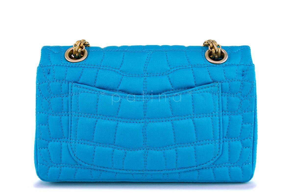 Chanel Turquoise Blue Small/Mini Satin 224 Classic 2.55 Reissue Flap Bag GHW - Image 5