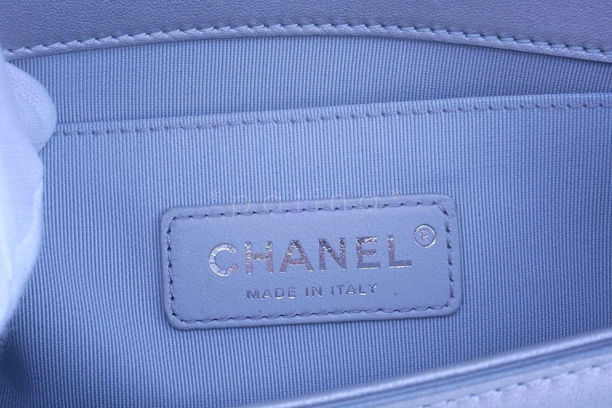 Chanel Turquoise Blue Silver Small Classic Mermaid Water Boy Bag - Image 11
