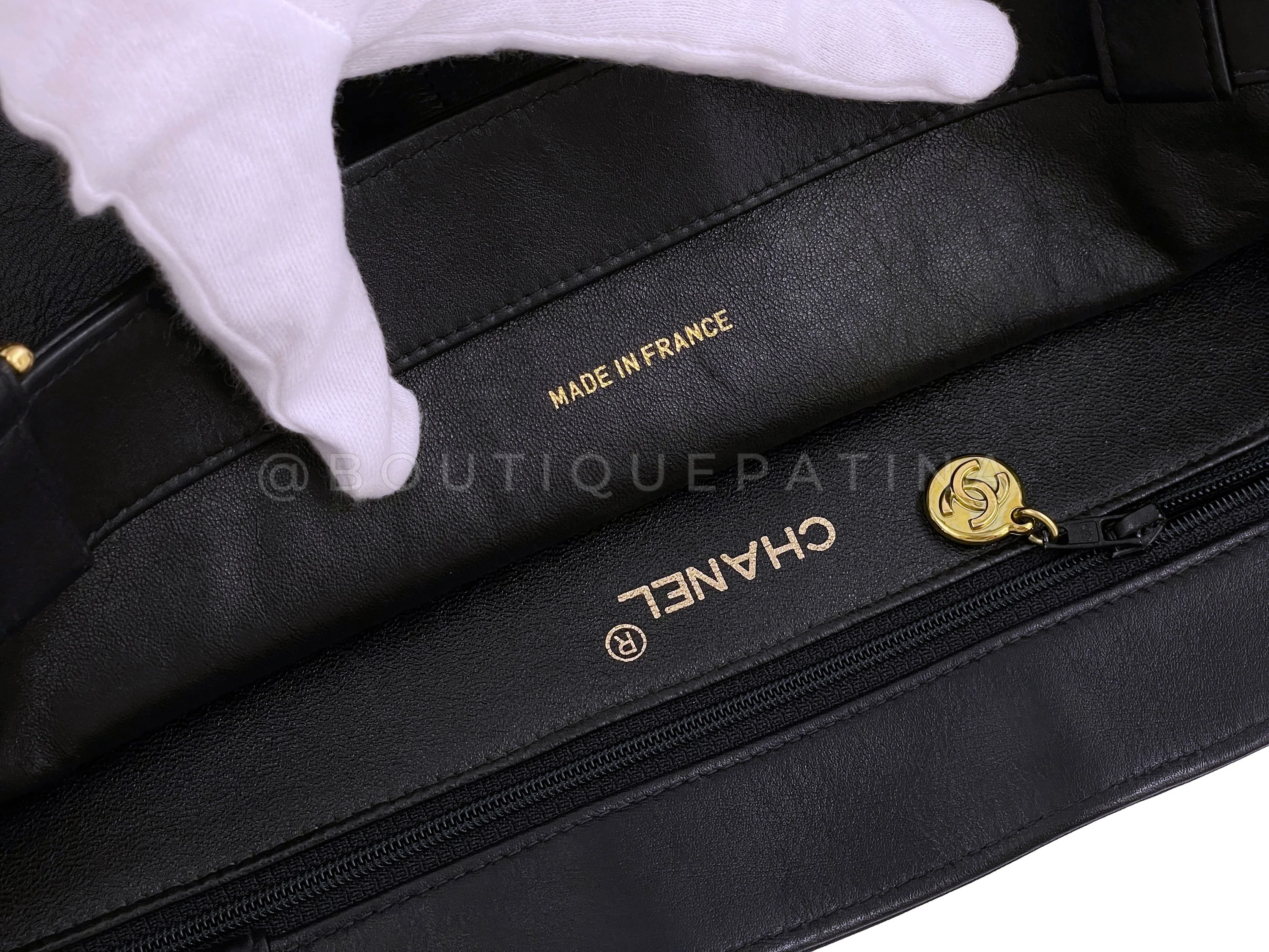 Chanel Vintage 1994 Timeless Shopper Chunky Chain Tote Bag 24k GHW Black AO8 - Image 11