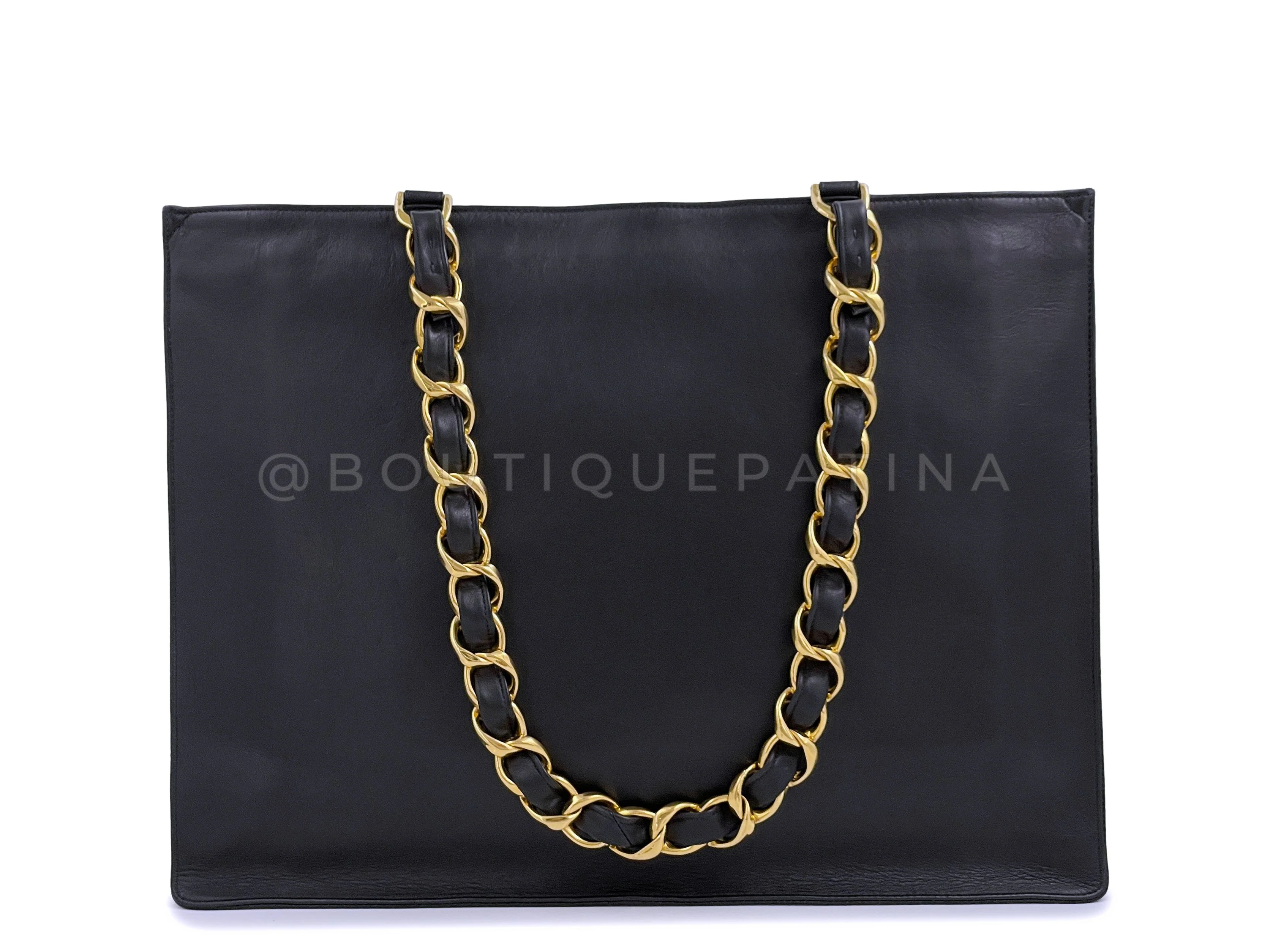 Chanel Vintage 1994 Timeless Shopper Chunky Chain Tote Bag 24k GHW Black AO8 - Image 5