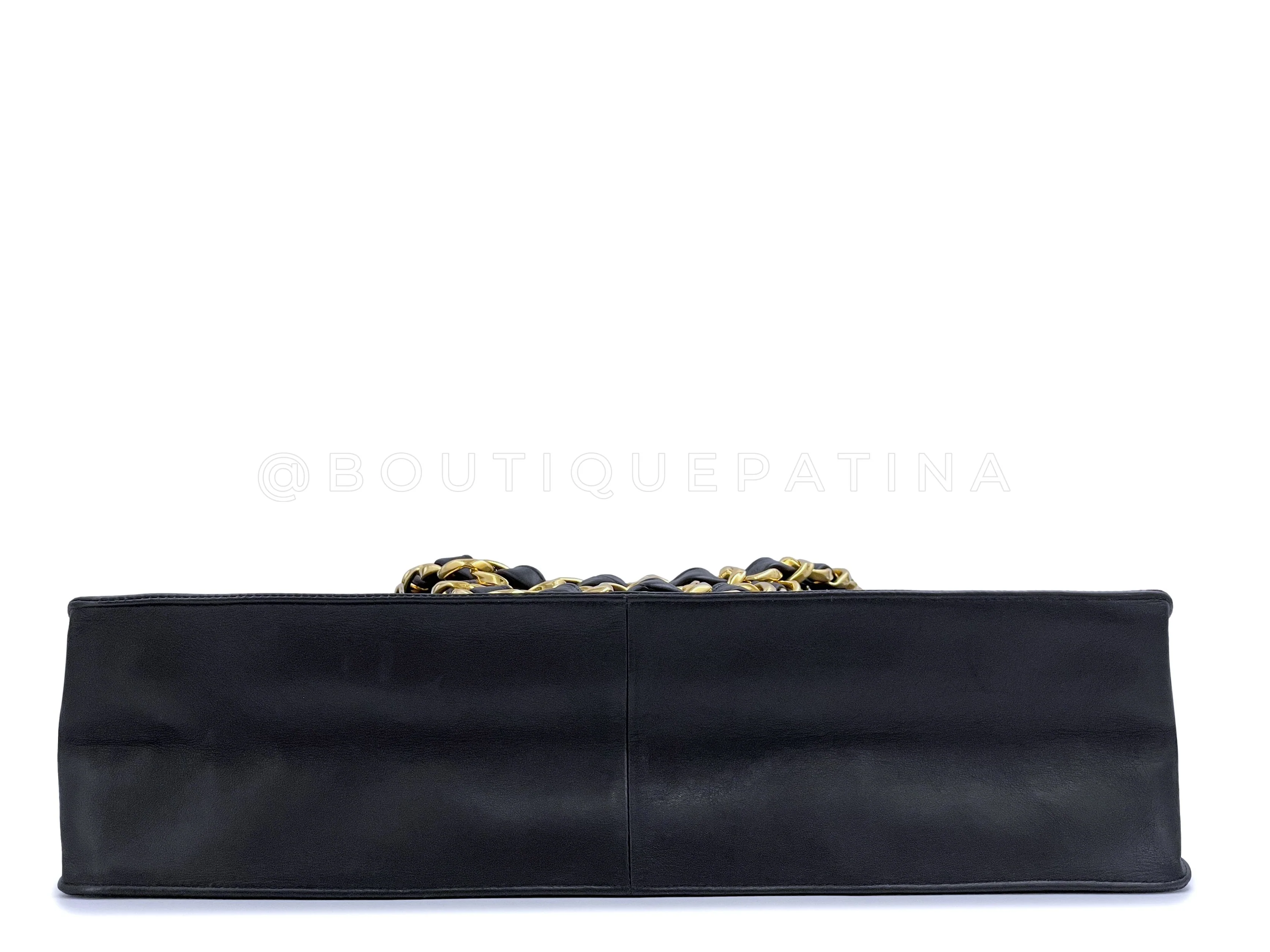 Chanel Vintage 1994 Timeless Shopper Chunky Chain Tote Bag 24k GHW Black AO8 - Image 6