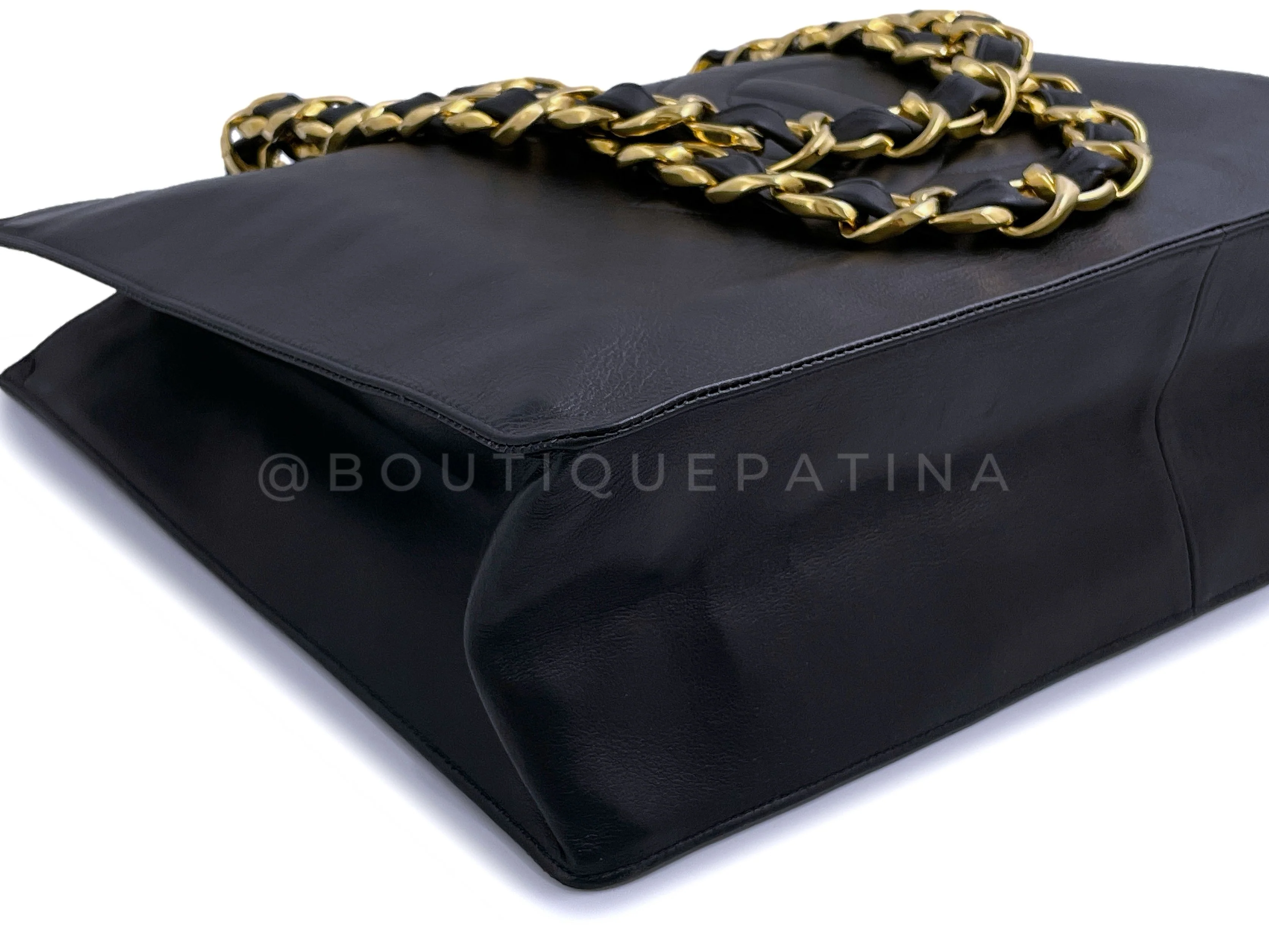 Chanel Vintage 1994 Timeless Shopper Chunky Chain Tote Bag 24k GHW Black AO8 - Image 7