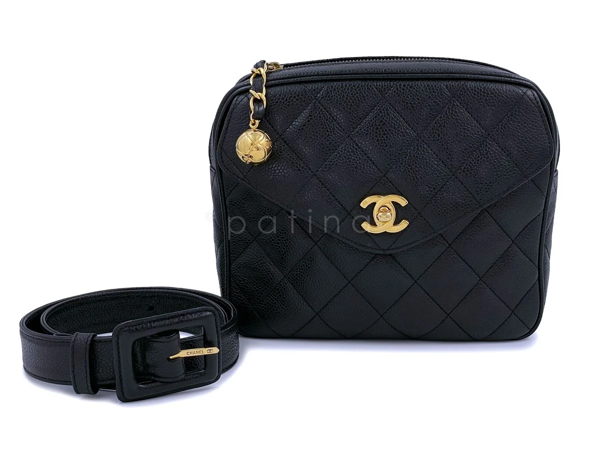 Chanel Vintage 1995 Black Caviar Waist Belt Bag Fanny Pack 24k GHW - Image 2