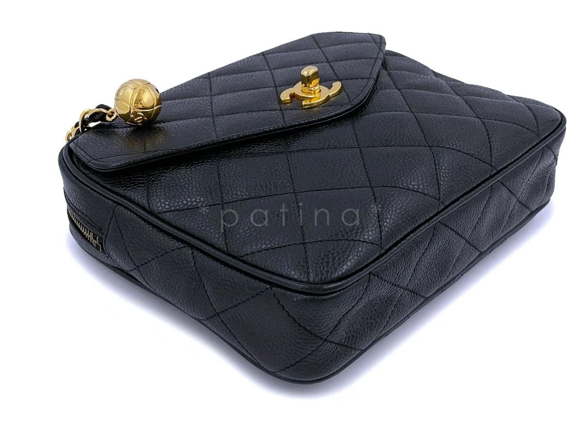 Chanel Vintage 1995 Black Caviar Waist Belt Bag Fanny Pack 24k GHW - Image 9