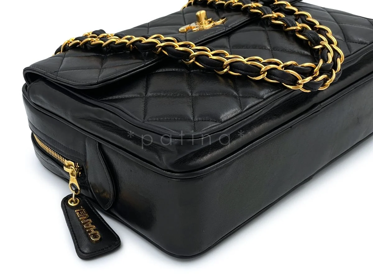 Chanel Vintage 1995 Black Lambskin Classic Flap Camera Case Bag 24k GHW - Image 7