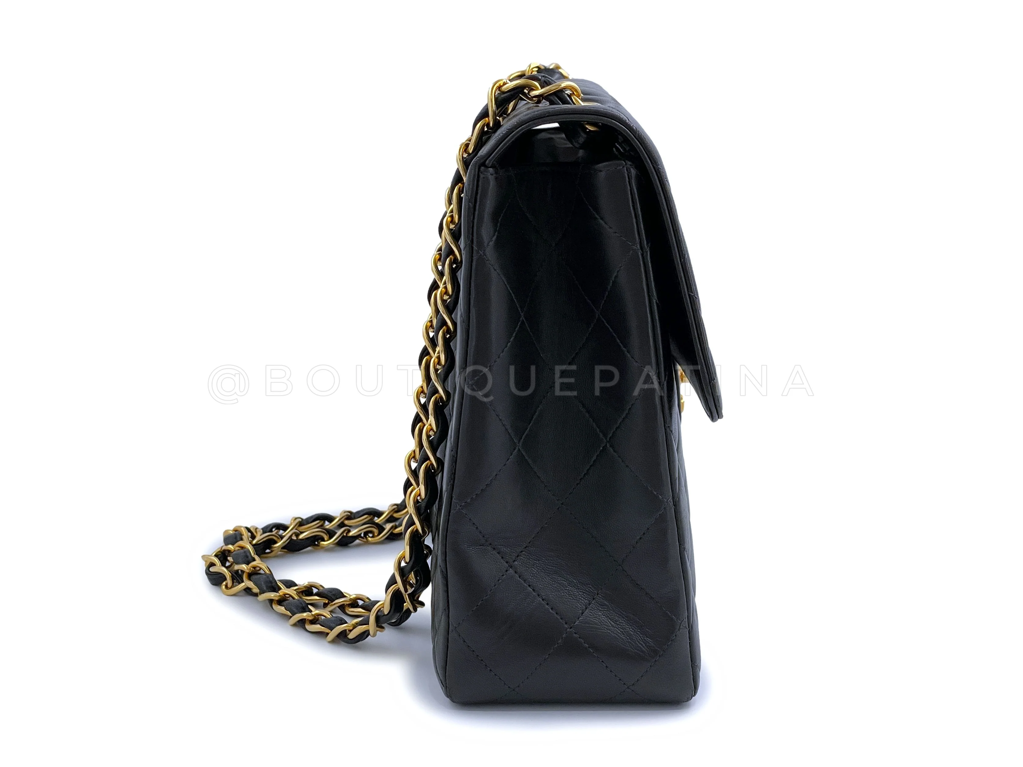 Chanel Vintage 1996 Jumbo Classic Flap Bag 24k GHW Black Lambskin - Image 4