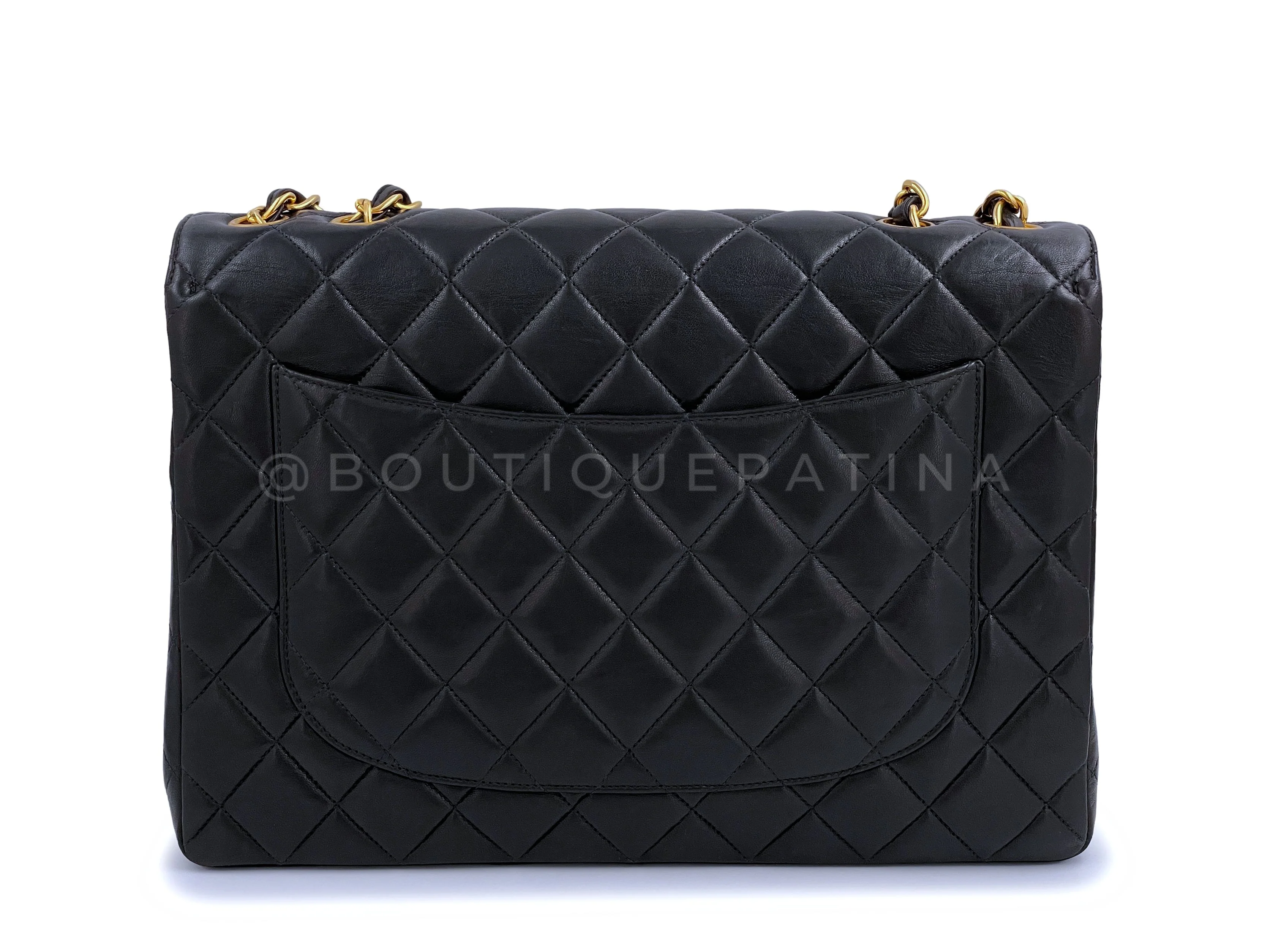 Chanel Vintage 1996 Jumbo Classic Flap Bag 24k GHW Black Lambskin - Image 5