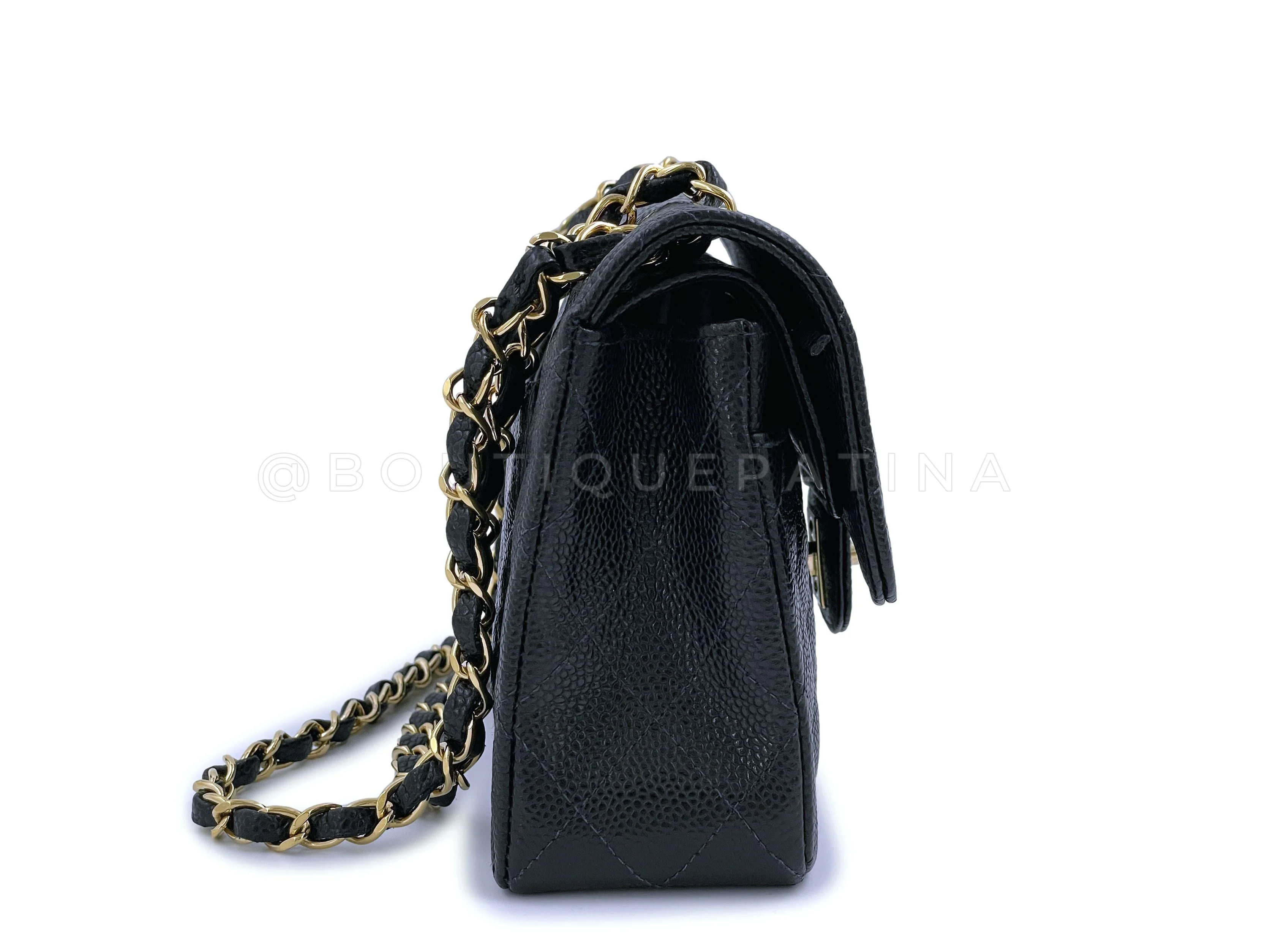Chanel Vintage 2003 Black Caviar Small Classic Double Flap Bag 24k GHW - Image 4