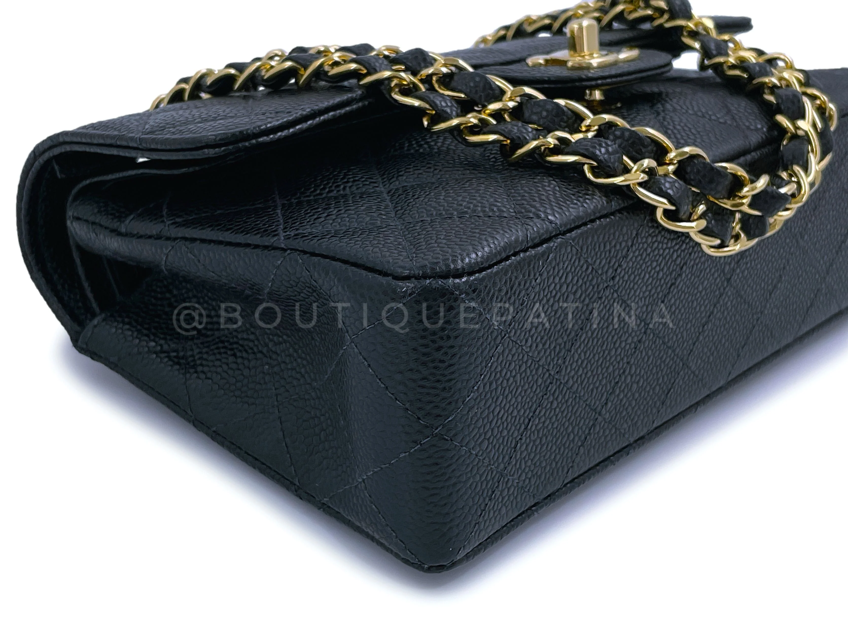 Chanel Vintage 2003 Black Caviar Small Classic Double Flap Bag 24k GHW - Image 7