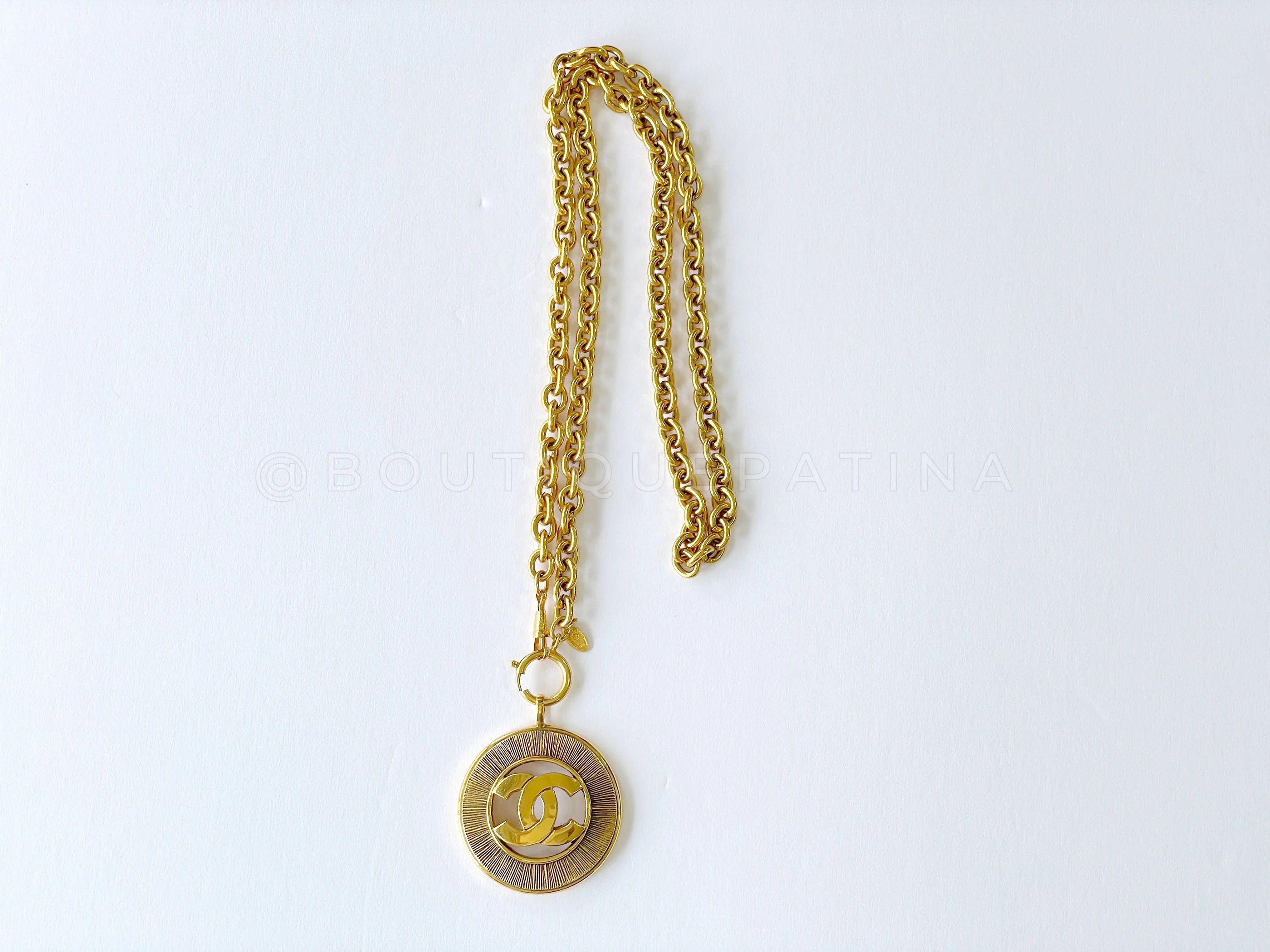 Chanel Vintage 80s Large Sunburst Pendant Long Necklace - Image 2
