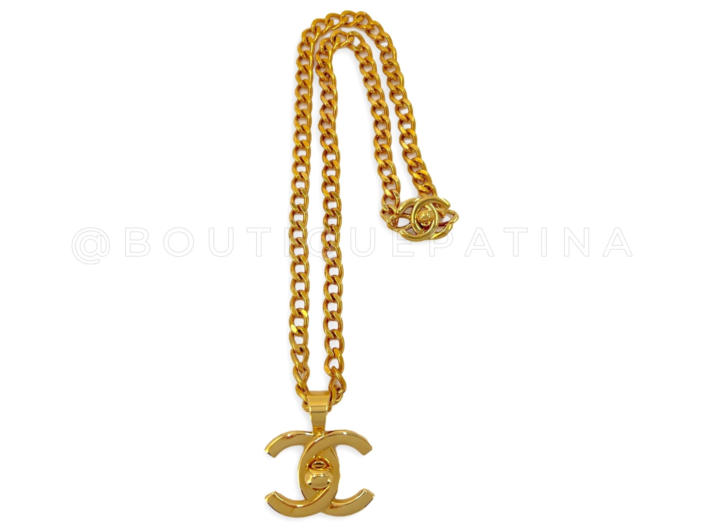 Chanel Vintage 97P Medium Double Turnlock Chain Necklace - Image 2