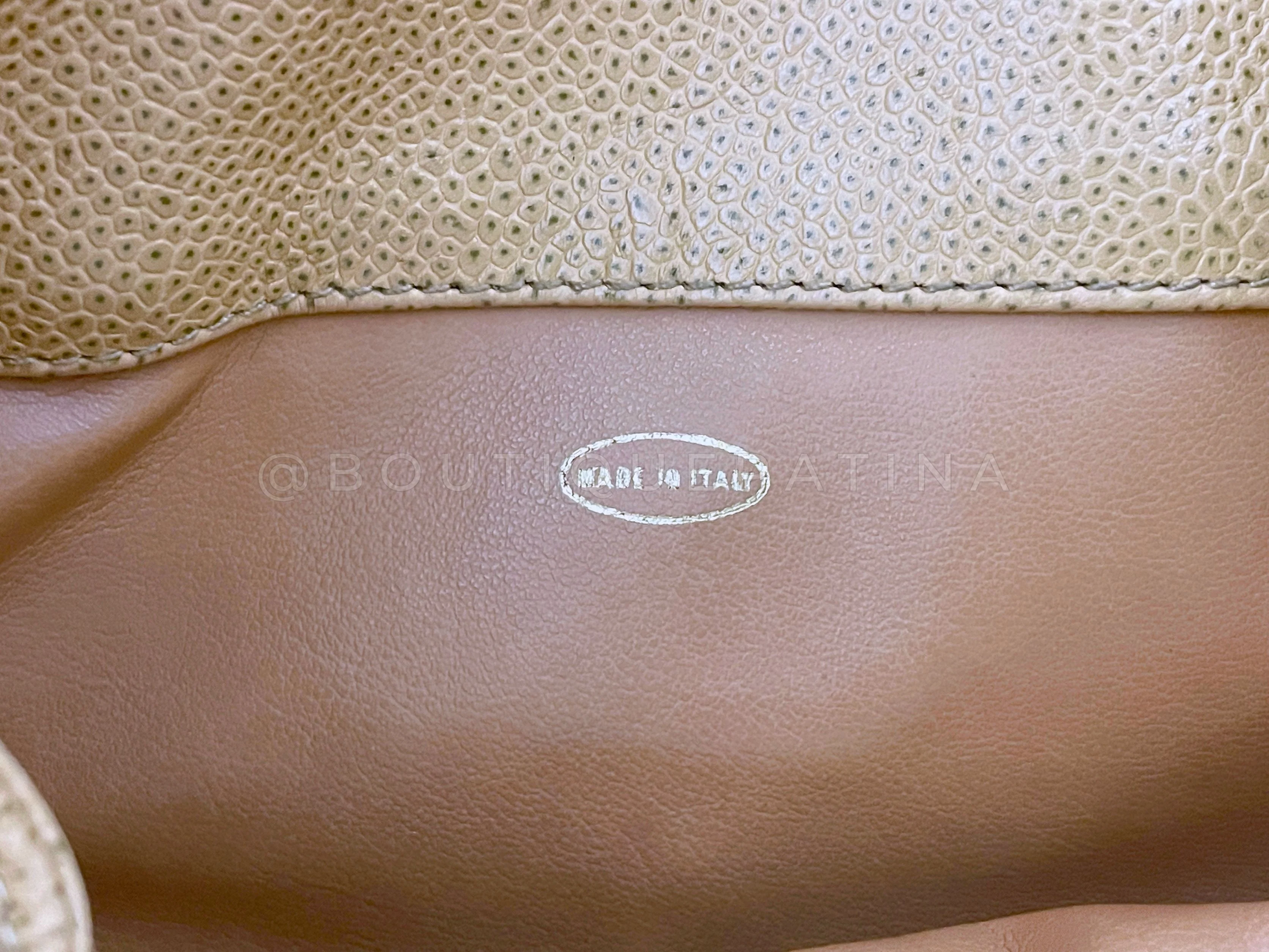 Chanel Vintage Beige Caviar Backpack Quilted Encircled CC Bag 24k GHW - Image 12