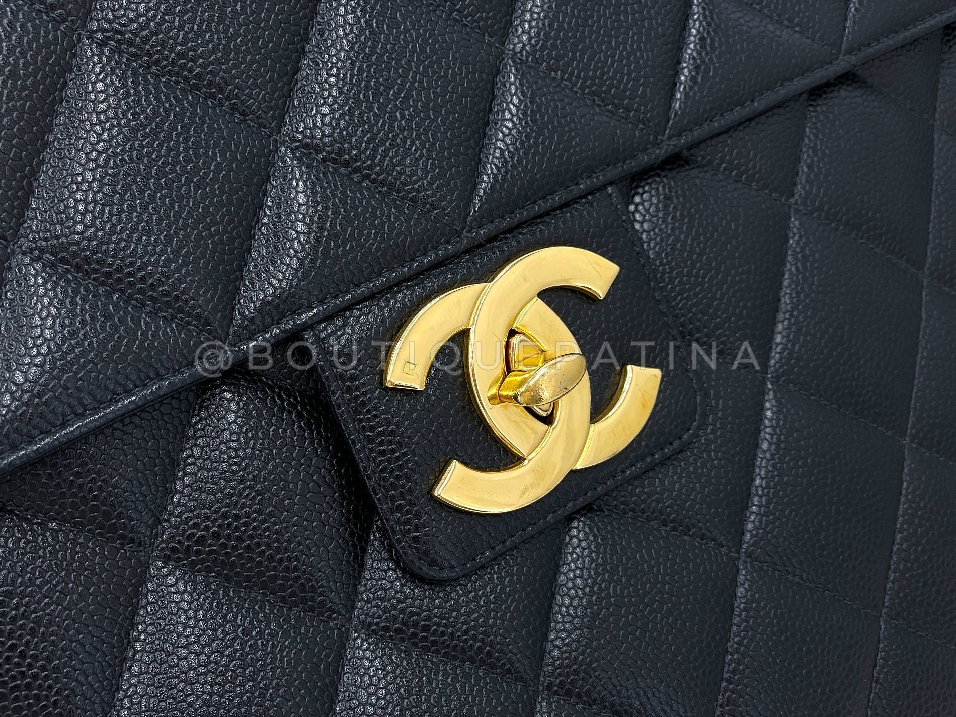 Chanel Vintage Black Caviar Briefcase Tote Bag 24k GHW 1996 YDR - Image 7