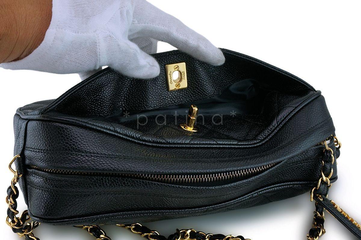 Chanel Vintage Black Caviar Camera Case Bag 24k GHW - Image 10