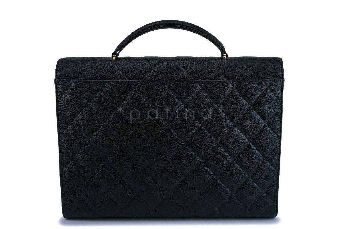 Chanel Vintage Black Caviar Classic Briefcase Tote Bag 24k GHW - Image 4
