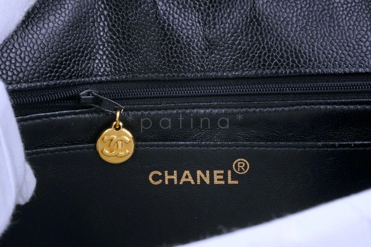 Chanel Vintage Black Caviar Classic Diana Bag Pocket 24k GHW - Image 10