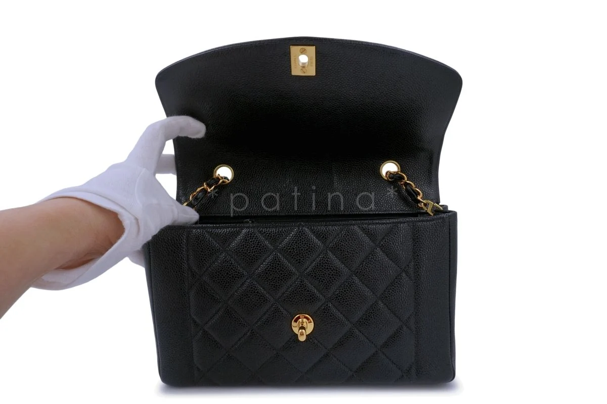 Chanel Vintage Black Caviar Classic Diana Bag Pocket 24k GHW - Image 9