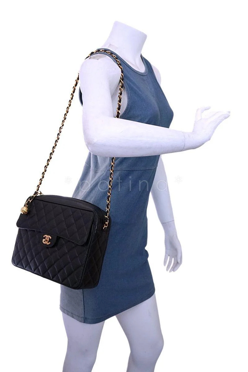 Chanel Vintage Black Caviar Classic Flap Camera Bag 24k GHW - Image 15