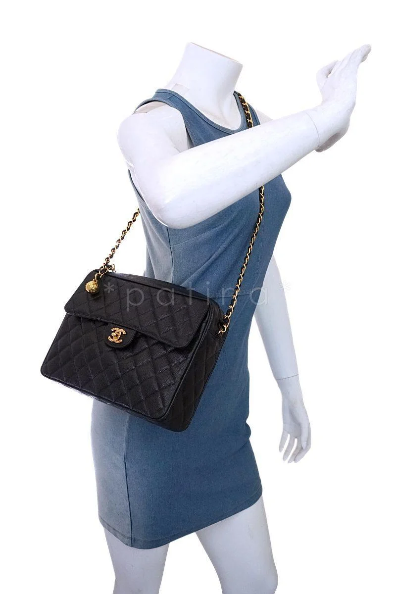 Chanel Vintage Black Caviar Classic Flap Camera Bag 24k GHW - Image 16