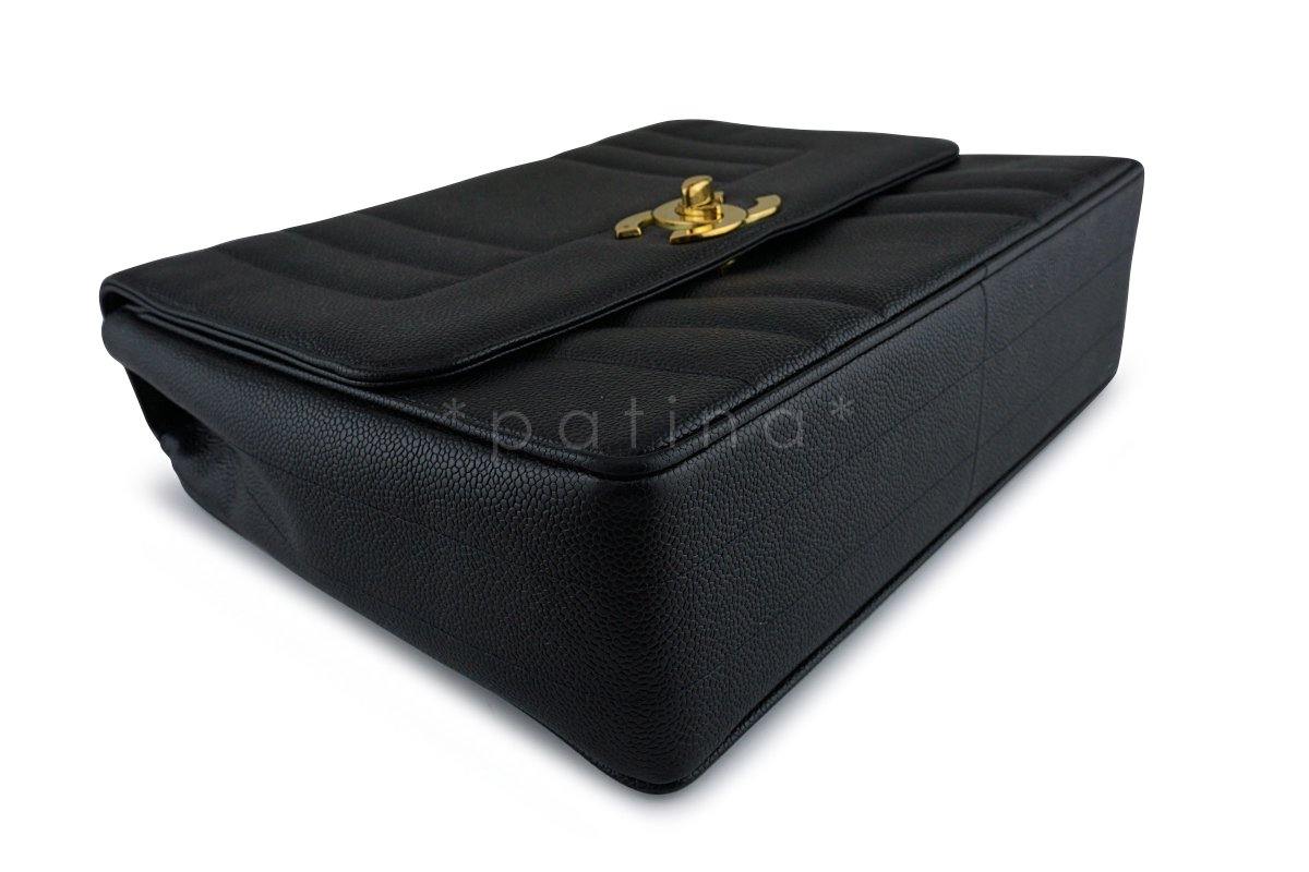 Chanel Vintage Black Caviar Classic Mademoiselle Kelly Flap Bag - Image 6