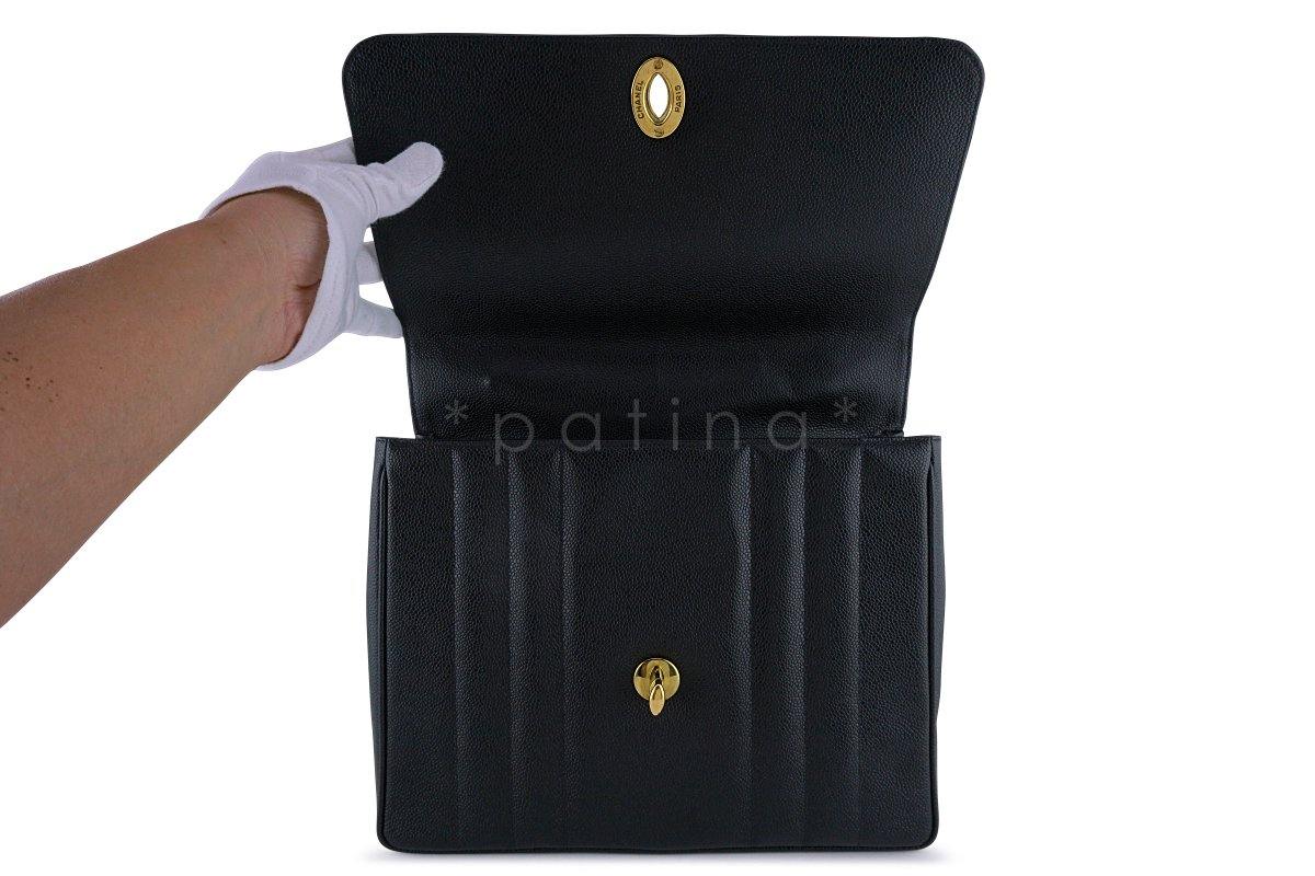 Chanel Vintage Black Caviar Classic Mademoiselle Kelly Flap Bag - Image 8