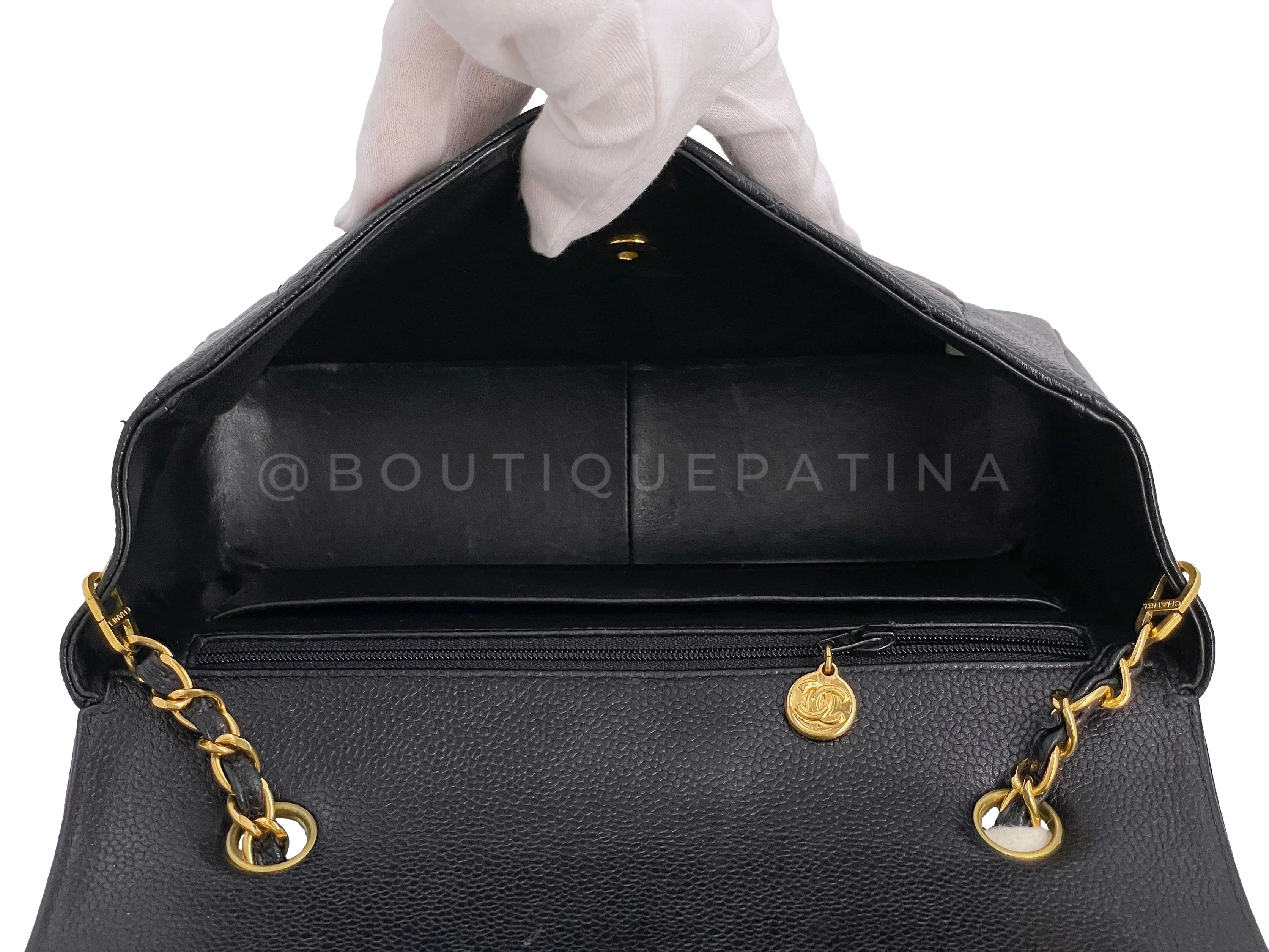 Chanel Vintage Black Caviar Diana Bag Medium 24k GHW - Image 10