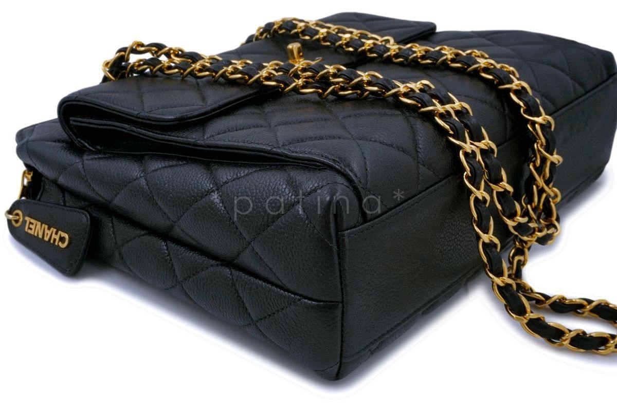Chanel Vintage Black Caviar Front Flap Tote Bag 24k GHW - Image 7