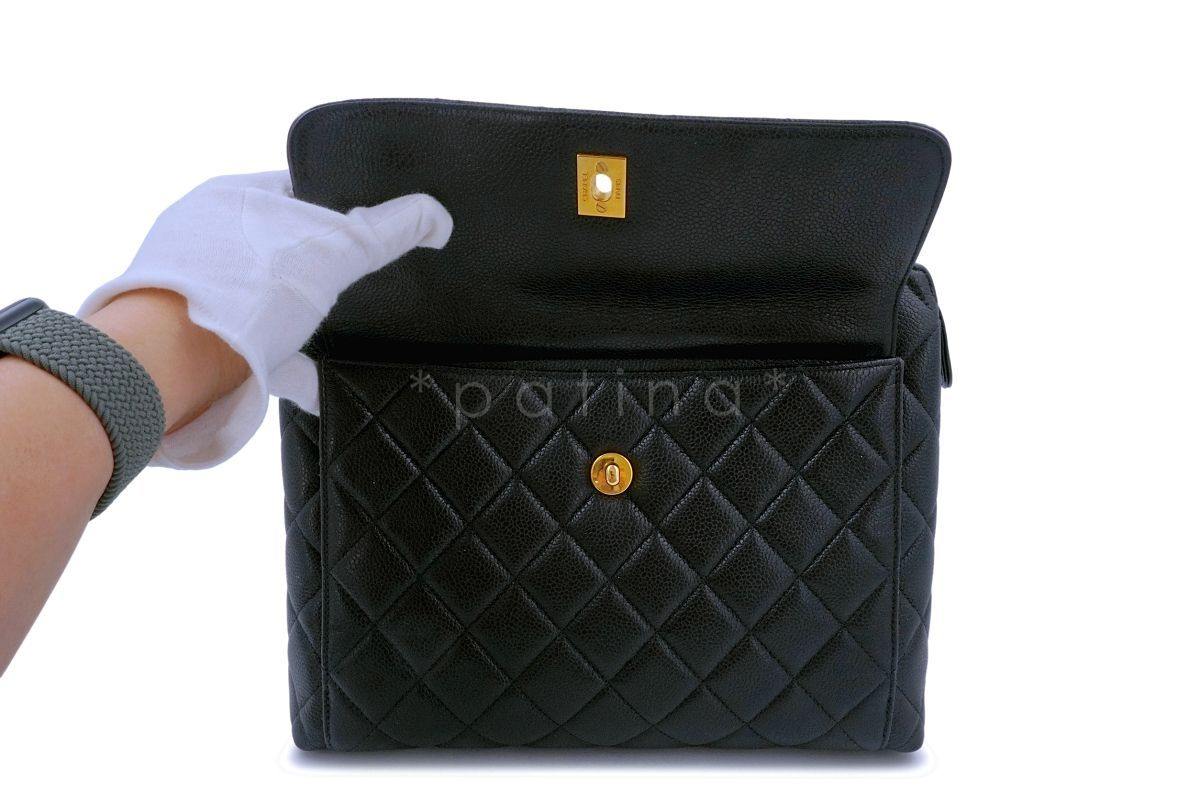 Chanel Vintage Black Caviar Front Flap Tote Bag 24k GHW - Image 9