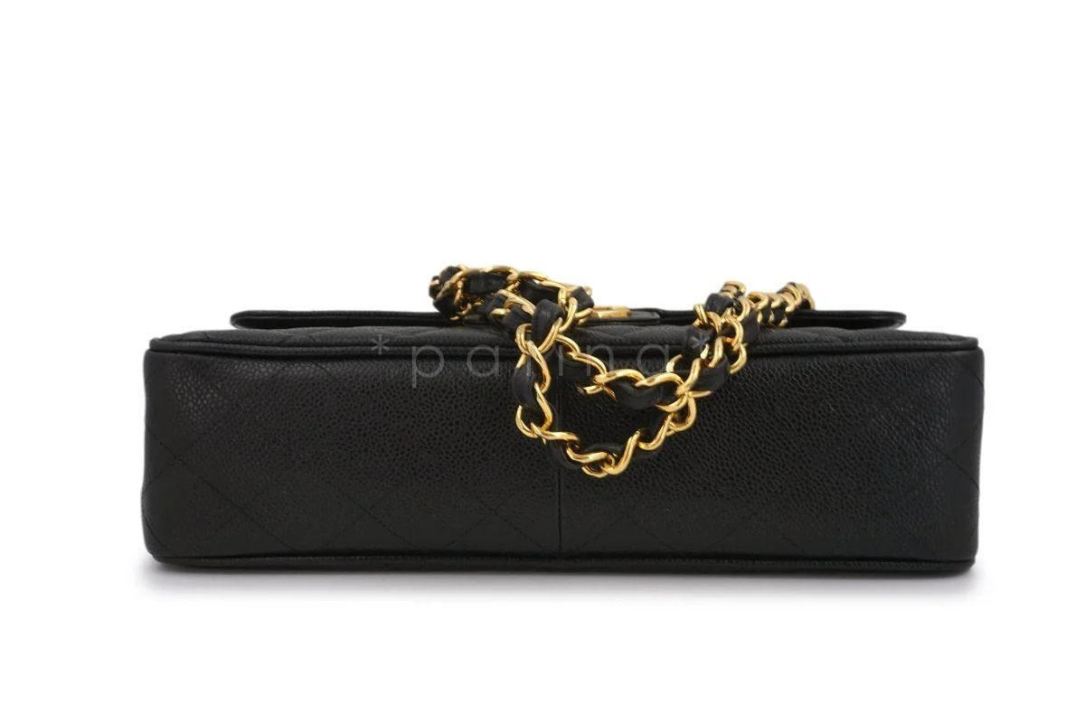 Chanel Vintage Black Caviar Jumbo Classic Flap Bag 24k GHW - Image 6