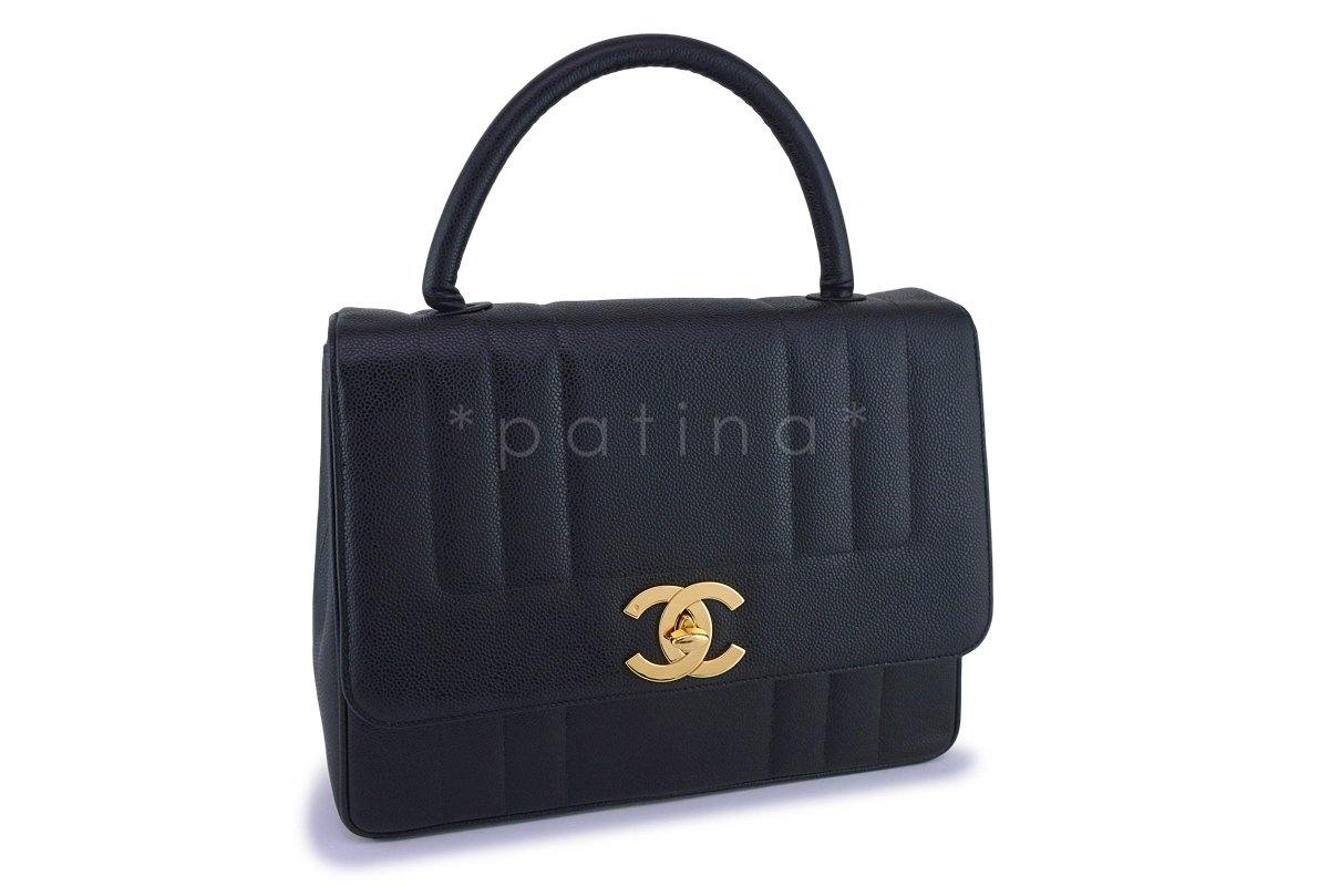 Chanel Vintage Black Caviar Jumbo Kelly Flap Bag 24k GHW - Image 3