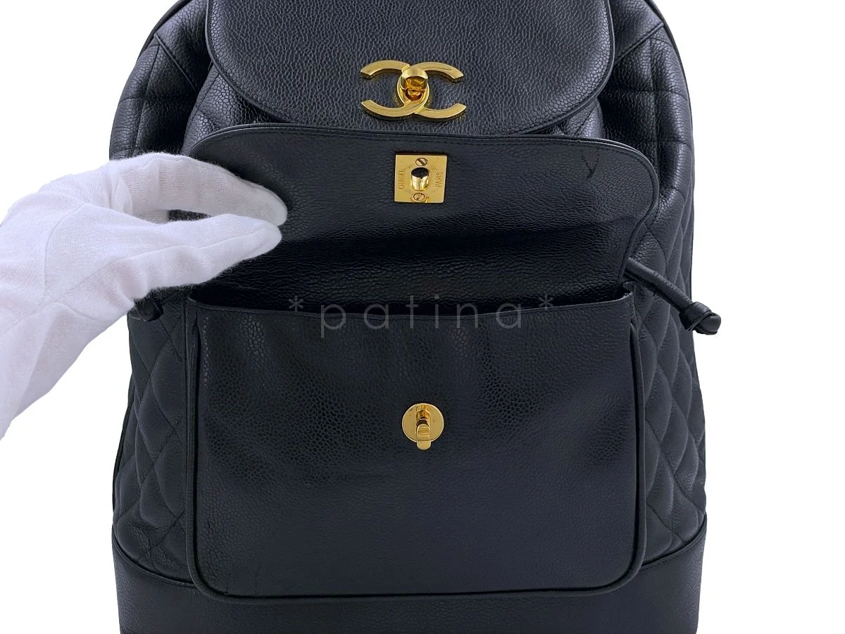 Chanel Vintage Black Caviar Large Quilted Backpack Bag 24k GHW - Image 12