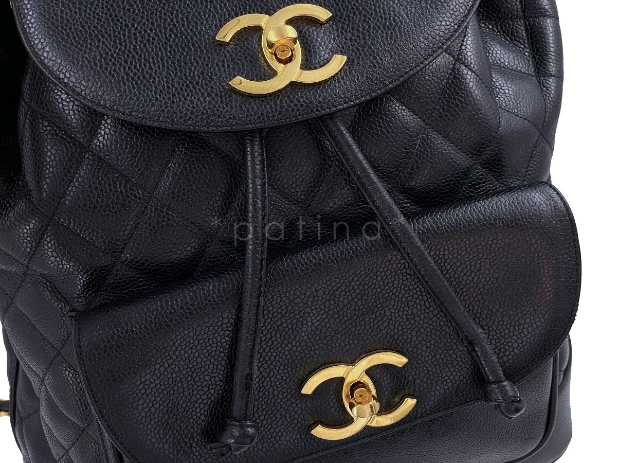 Chanel Vintage Black Caviar Large Quilted Backpack Bag 24k GHW - Image 13