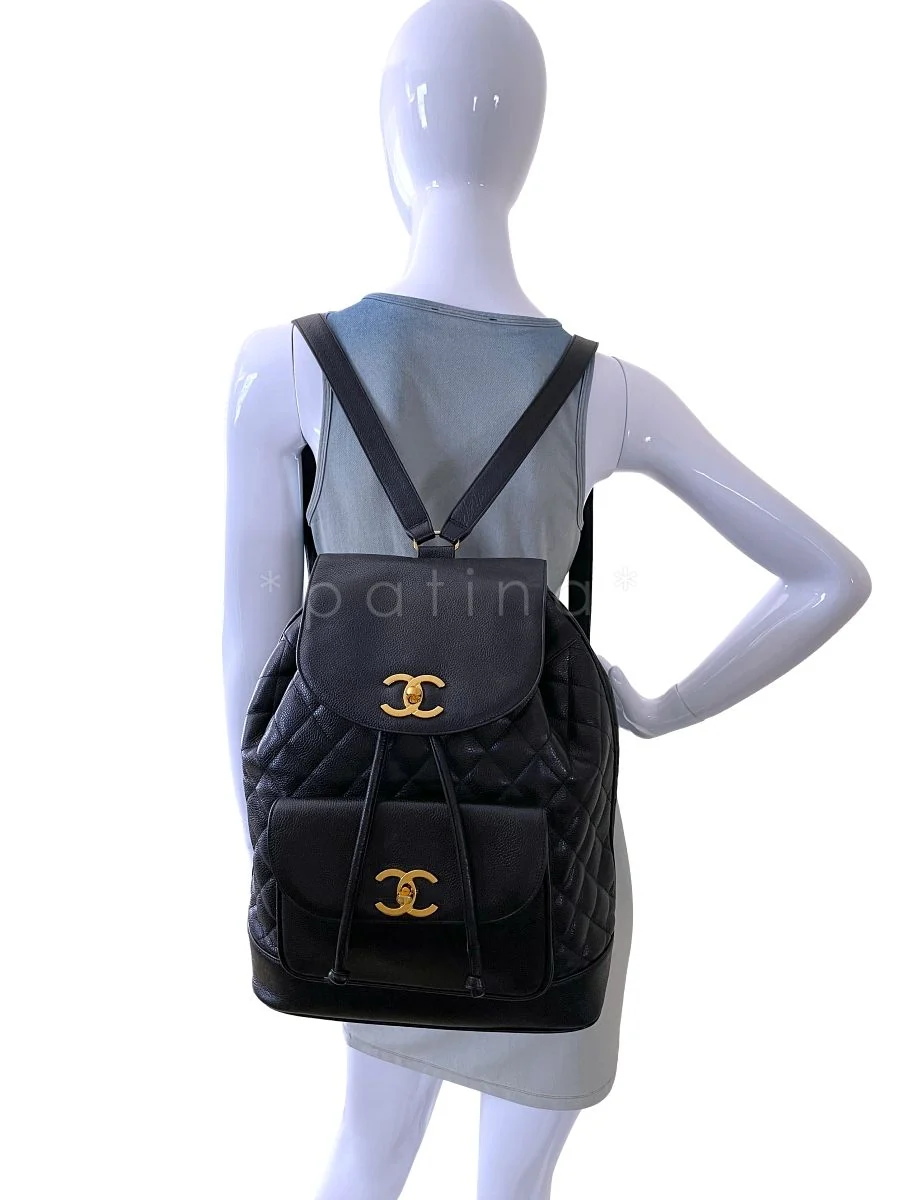 Chanel Vintage Black Caviar Large Quilted Backpack Bag 24k GHW - Image 14