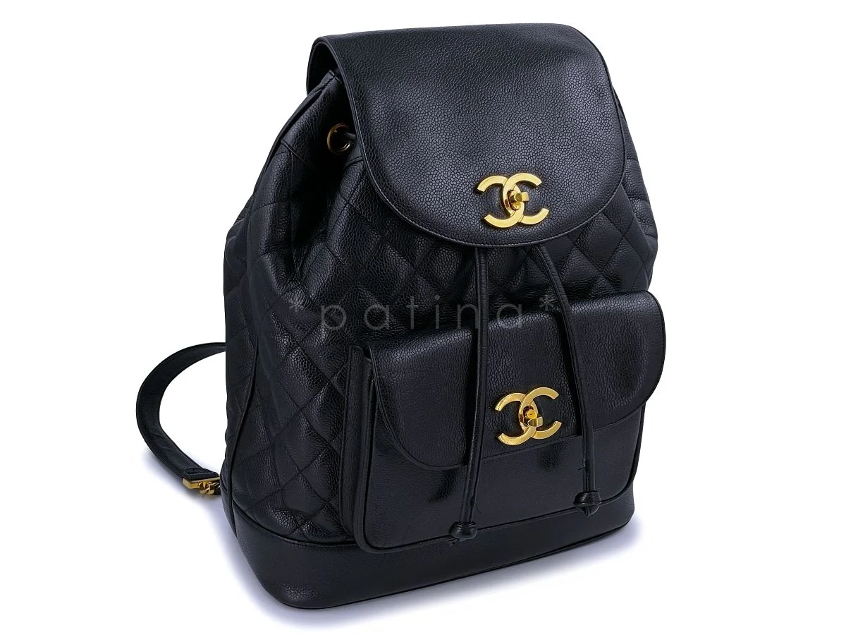 Chanel Vintage Black Caviar Large Quilted Backpack Bag 24k GHW - Image 2